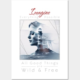 Lady Lighthouse Sea Imagine Wild Free Posters and Art